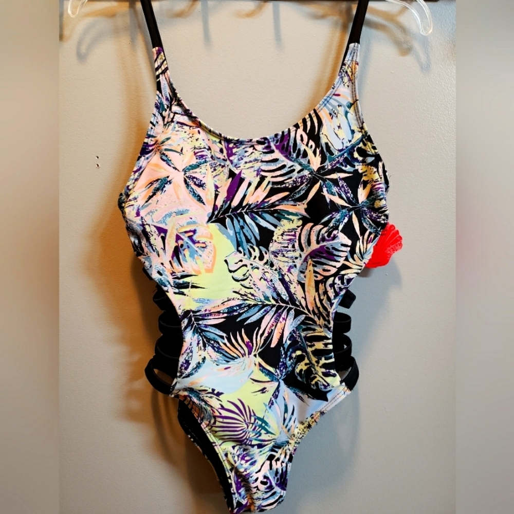 Apollo Swimwear Coral Tropics One Piece Swimsuit with Side Cut-outs